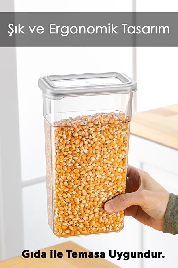 12'li Etiketli Erzak Saklama Kabı Seti - Sızdırmaz Kapaklı Bakliyat Saklama Kutusu  - 12 x 1580 ml