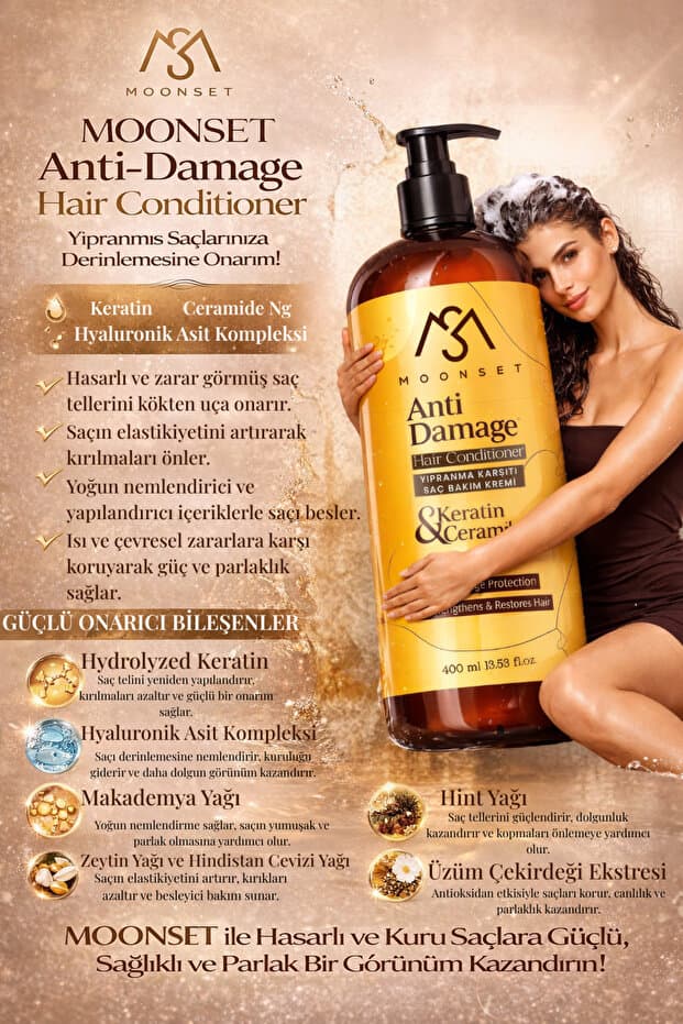 Yıpranma Karşıtı Saç Bakım Kremi – Kolajen + Keratin Destekli Onarıcı & Nemlendirici Krem (400 ml)