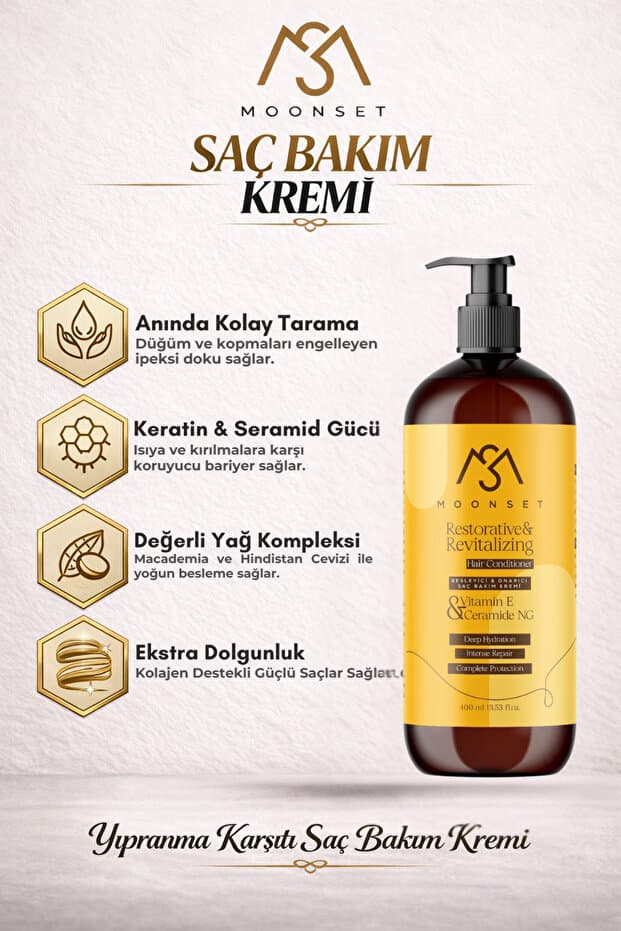 Yıpranma Karşıtı Saç Bakım Kremi – Kolajen + Keratin Destekli Onarıcı & Nemlendirici Krem (400 ml)