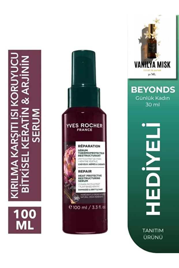 Arjinin ve Bitkisel Keratinli Kırılma Karşıtı Isı Koruyucu Saç Serumu 100 ml
