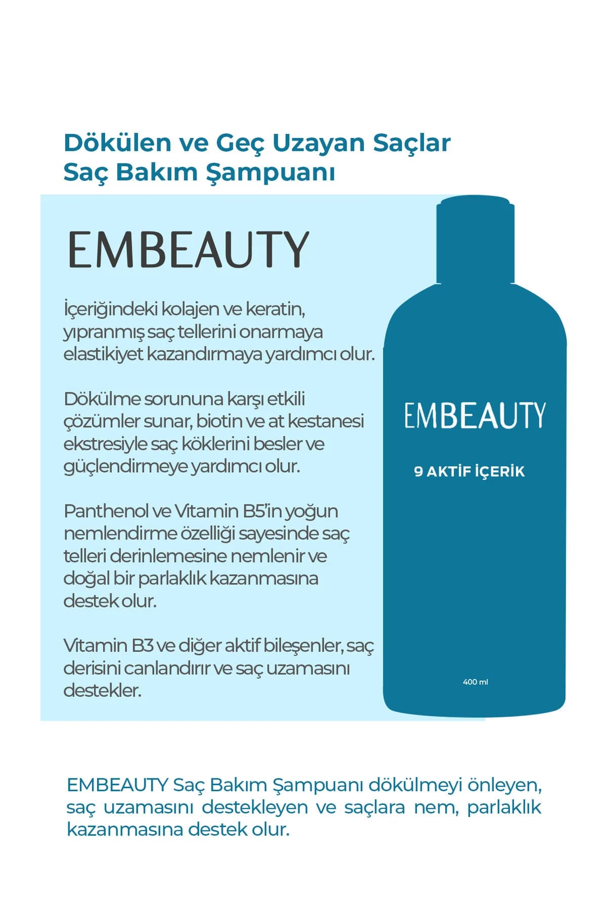 Kolajen Ve Keratin Saç Dökülmesine Karşı Hızlı Sac Uzatan Dolgunlaştırıcı Onarıcı Besleyici Şampuan