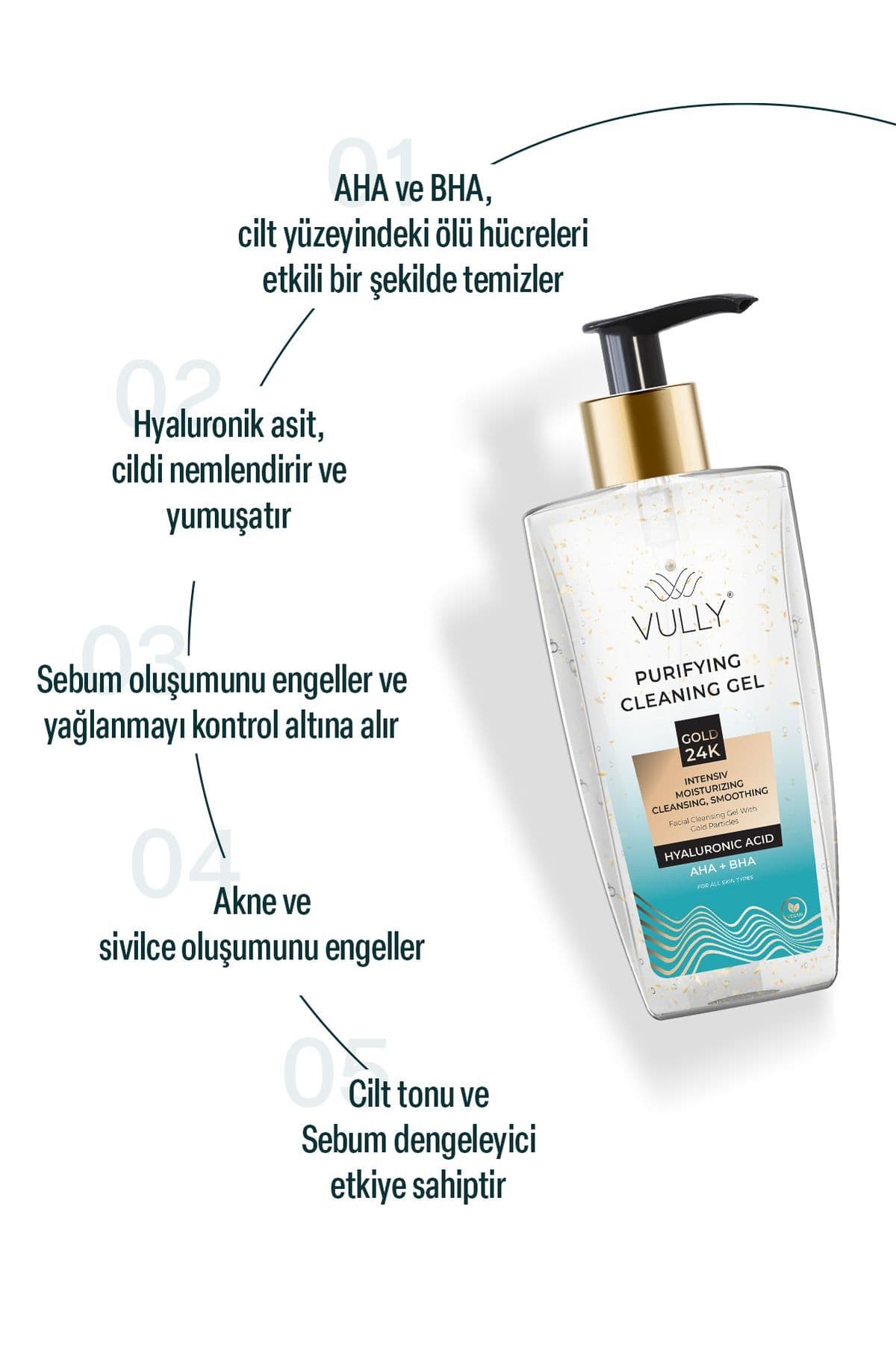 24k Altın Parçacıklı Arındırıcı Nemlendirici Gözenek Sıkılaştırıcı Yüz Temizleme Jeli 200 Ml