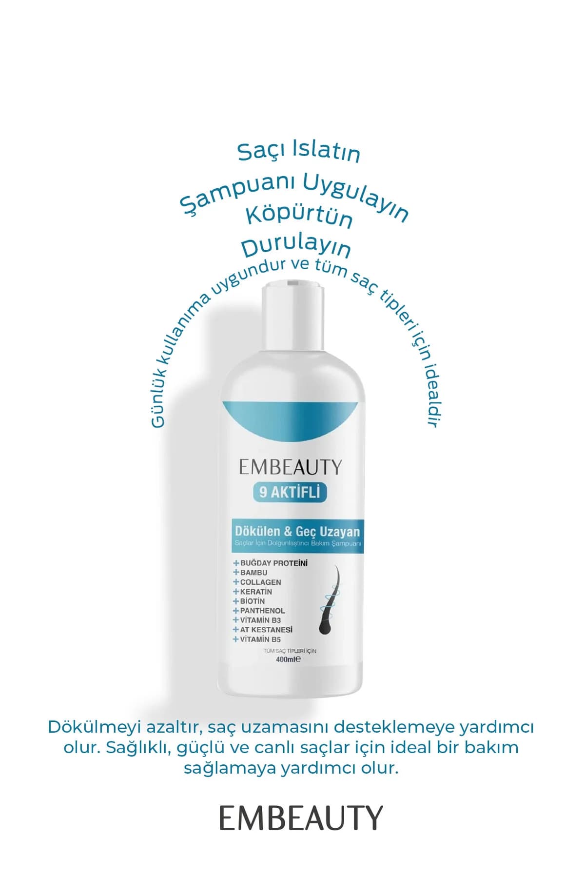 Kolajen Ve Keratin Saç Dökülmesine Karşı Hızlı Sac Uzatan Dolgunlaştırıcı Onarıcı Besleyici Şampuan