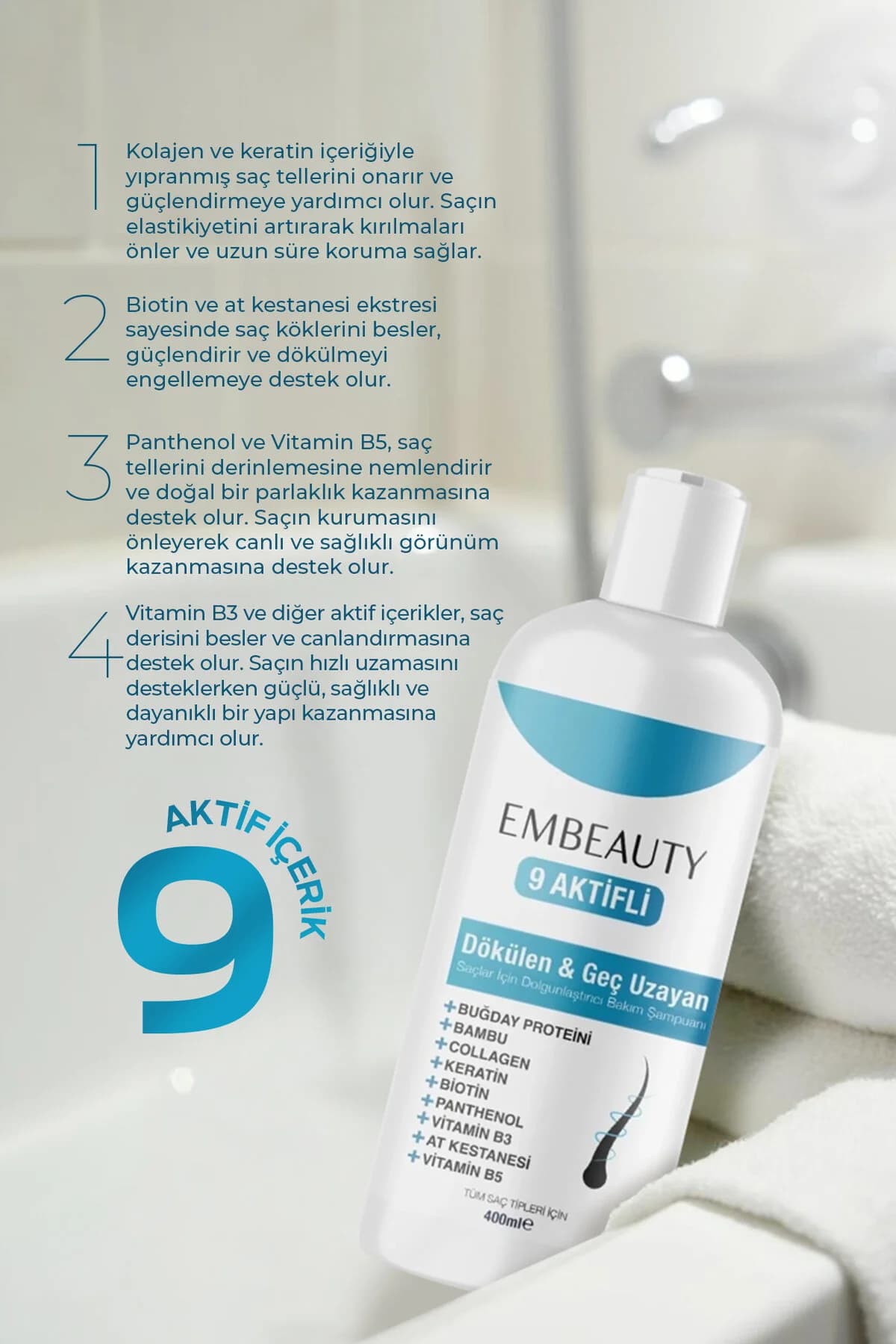 Kolajen Ve Keratin Saç Dökülmesine Karşı Hızlı Sac Uzatan Dolgunlaştırıcı Onarıcı Besleyici Şampuan