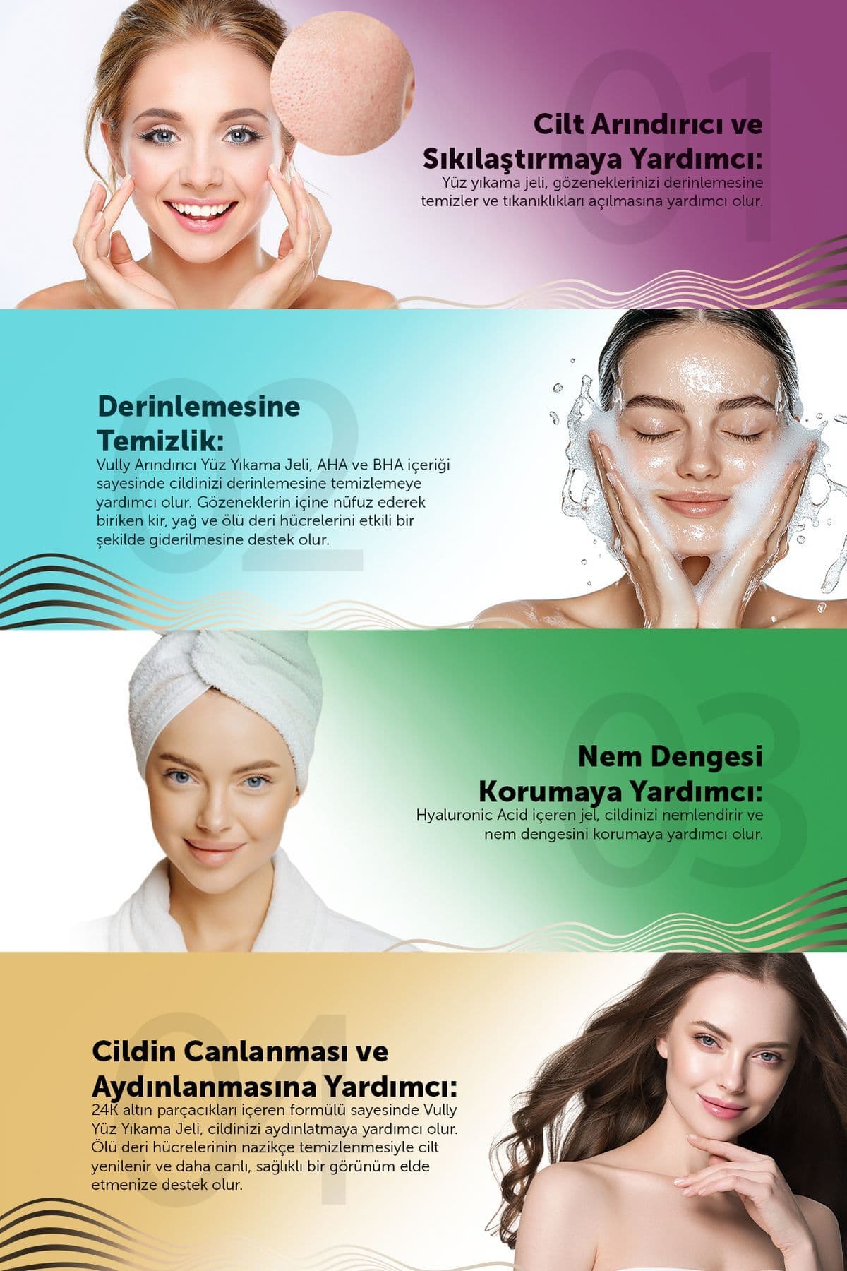 24k Altın Parçacıklı Arındırıcı Nemlendirici Gözenek Sıkılaştırıcı Yüz Temizleme Jeli 200 Ml