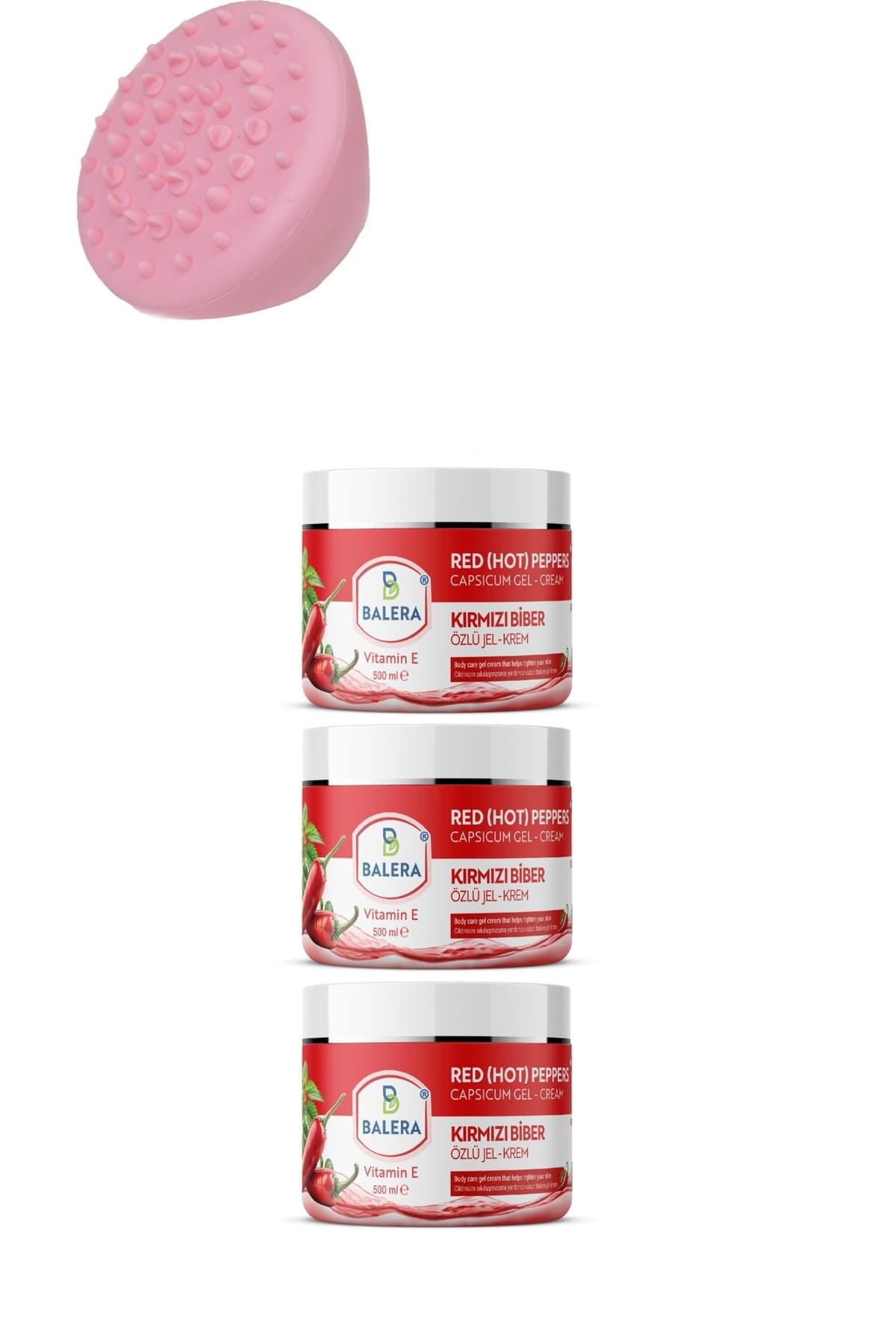 Selülit Jeli 500ml - Sıkılaştırıcı Acı Biber Özlü Masaj Jeli 3 Adet Selülit Fırça
