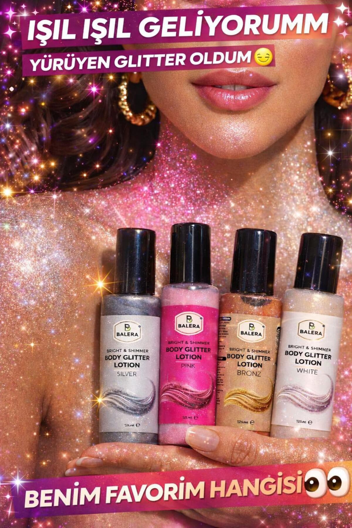 Vücut Losyonu Simli Işıltılı Uzun Süre Kalıcı Koku Nemlendiricili 125 ml Bronze & Pink