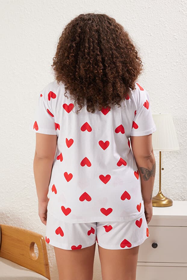 Beyaz %100 Pamuklu Kalpli Şortlu Örme Pijama Takımı TBBSS25AI00005