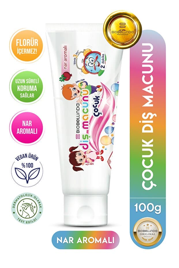 Florürsüz Çocuk Diş Macunu 100 gr Nar Aromalı (HELAL SERTİFİKALI)