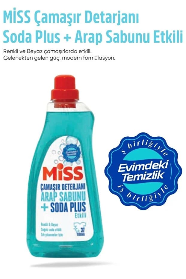 Çamaşır Deterjanı Arap Sabunu+Soda Plus Etkili 1500ml 1 adet
