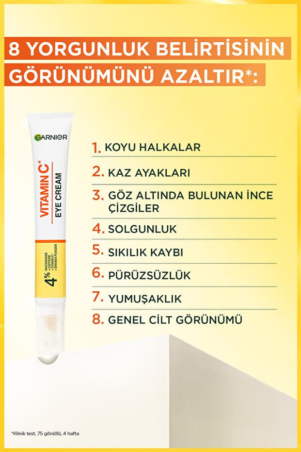 C Vitamini Aydınlatıcı Göz Kremi (Niasinamid + Kafein)