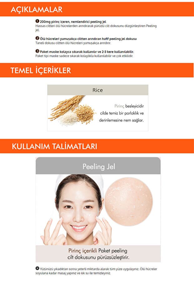 Pirinç Özlü, Ölü Derileri Arındıran, Aydınlatıcı,Peeling Etkili Maske Pure Source Pocket Pack (RİCE)