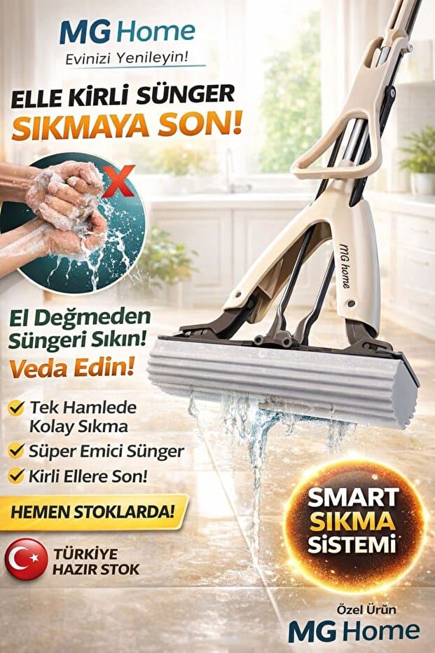1 YEDEK SÜNGER HEDİYELİ || Kendinden Sıkmalı Kelebek Mop 💧 Banyo Temizlik En İyisi Sünger Mop Temizlik