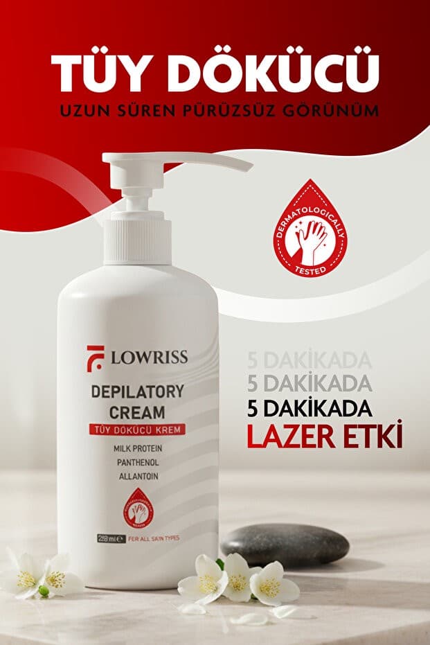 Lazer Etkili & Tüy Dökücü & Tüy Azaltıcı Krem Tüm Vücud & Tüm Cilt Tipleri Için 250ml