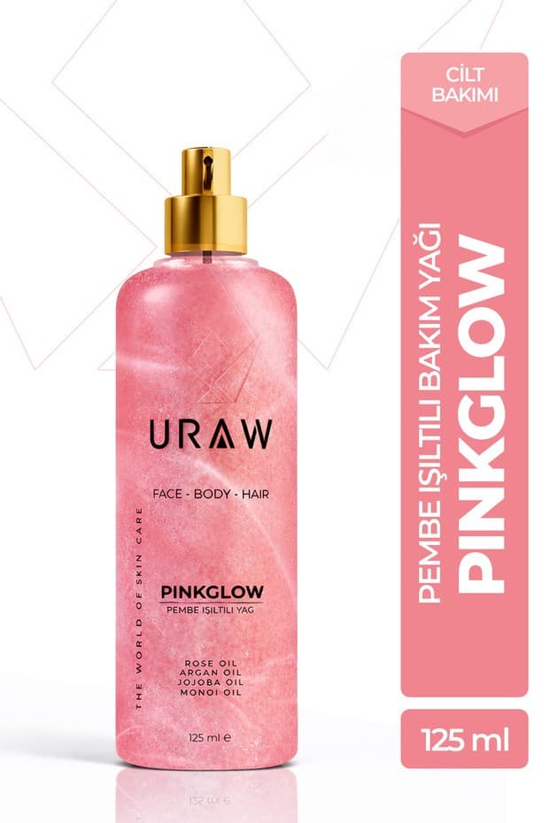 Pink Glow Pembe Işıltılı Yağ | Yüz, Vücut ve Saç İçin Çok Amaçlı Bakım Yağı