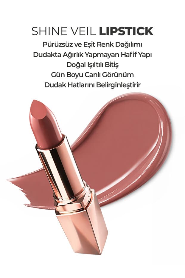 Shine Veil Parlak Ruj 01 Nemlendirici Pürüzsüz Dolgun Dudak Etkili Lipstick