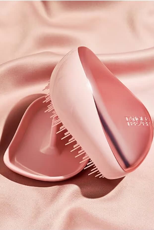 Compact Styler Pink Matte Chrome Saç Fırçası - Düz ve Kıvırcık Saçlar için Çanta Boy Tarak