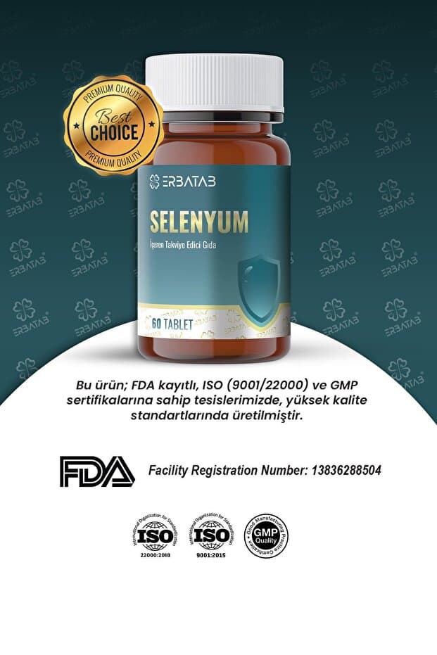 Selenyum 200 Mcg 60 Tablet L-Selenometionin İçeren Takviye Edici Gıda