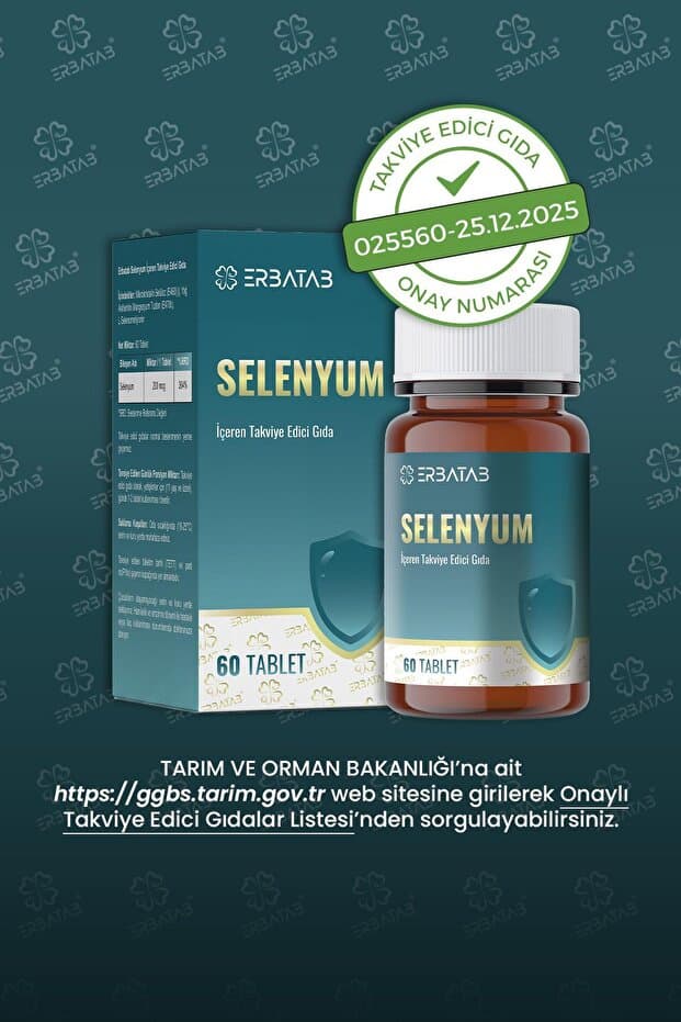 Selenyum 200 Mcg 60 Tablet L-Selenometionin İçeren Takviye Edici Gıda