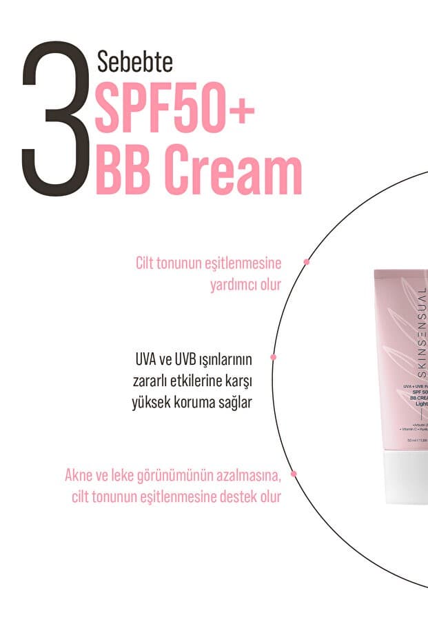 SPF50+ PA++++ Kapatıcı BB Krem Light 50 ml | Leke Karşıtı, Aydınlık Cilt Görünümü | UVA+UVB Koruma