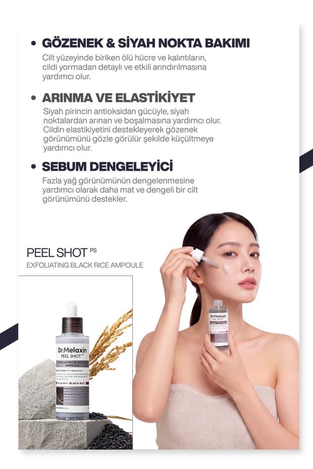 Siyah Pirinç Özlü | Gözenek & Siyah Nokta Karşıtı | Arındırıcı Peeling Serum 80ml