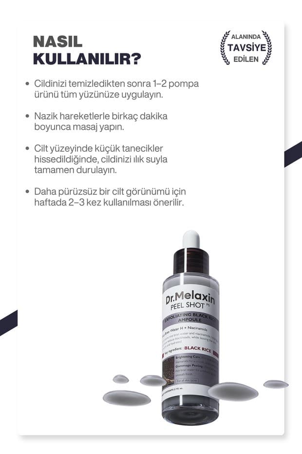 Siyah Pirinç Özlü | Gözenek & Siyah Nokta Karşıtı | Arındırıcı Peeling Serum 80ml
