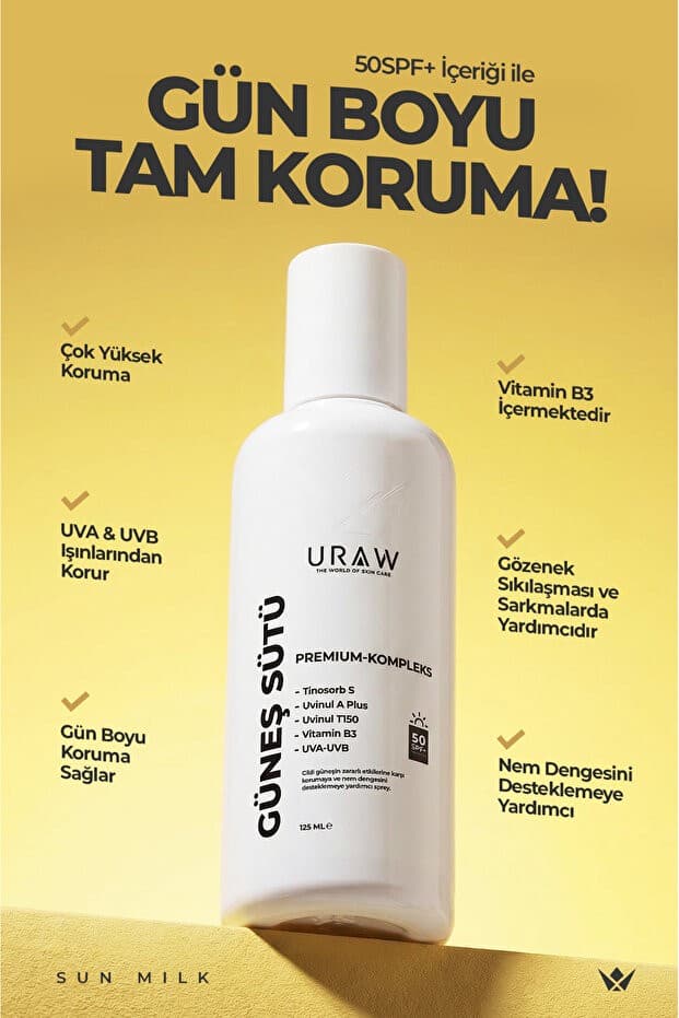 Güneş Sütü Sprey 50 SPF+ Gözenek Sıkılaştırıcı ve Leke Karşıtı | PDRN+ İçerikli Premium Bakım 125 ml
