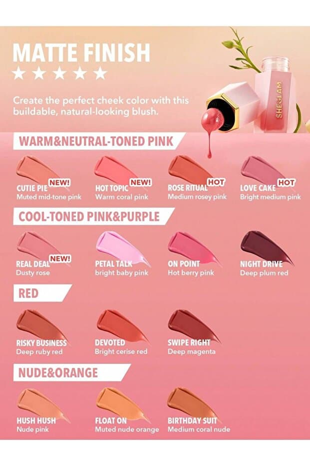 COLOR BLOOM LIQUID BLUSH MATTE FINISH, LOVE CAKE 5.2ML