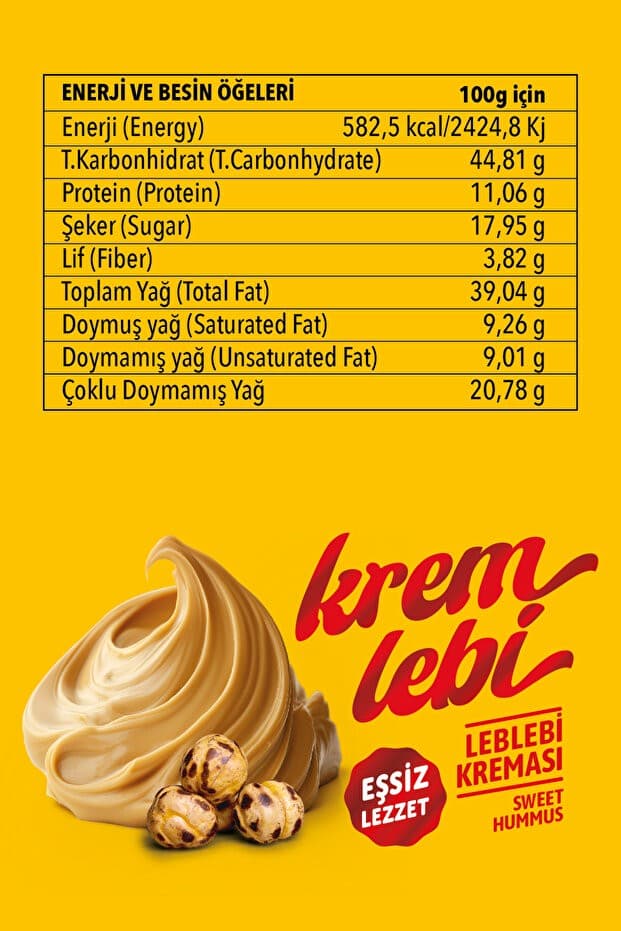 Kremlebi Kahvaltılık Sürülebilir Doğal Katkısız Yeni Ürün 320gr Kremlebi Orijinal Leblebi Kreması
