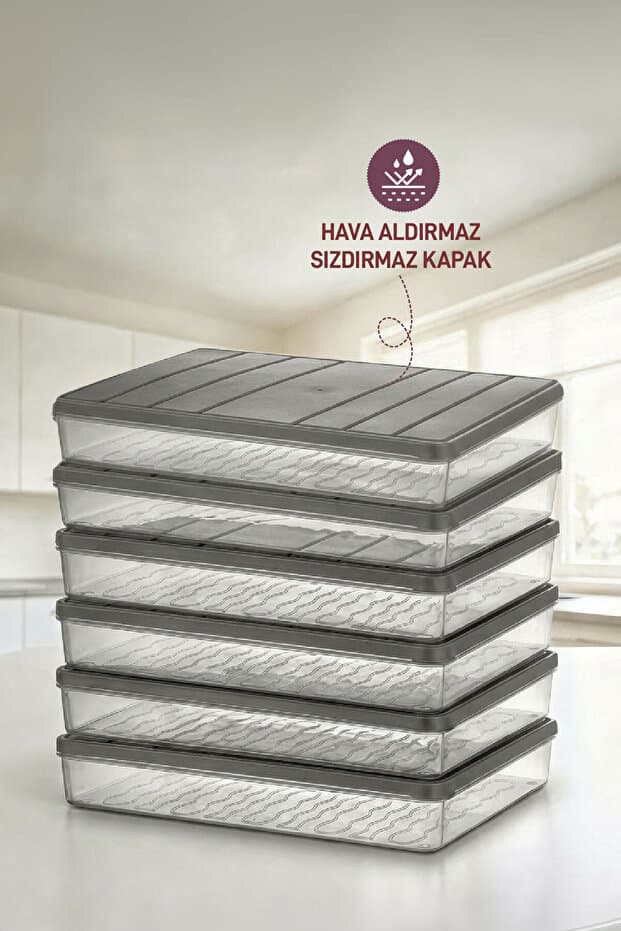 6 Adet 2,5 Lt. Nora Organizer Buzdolabı Buzluk Düzenleyici Saklama Kabı
