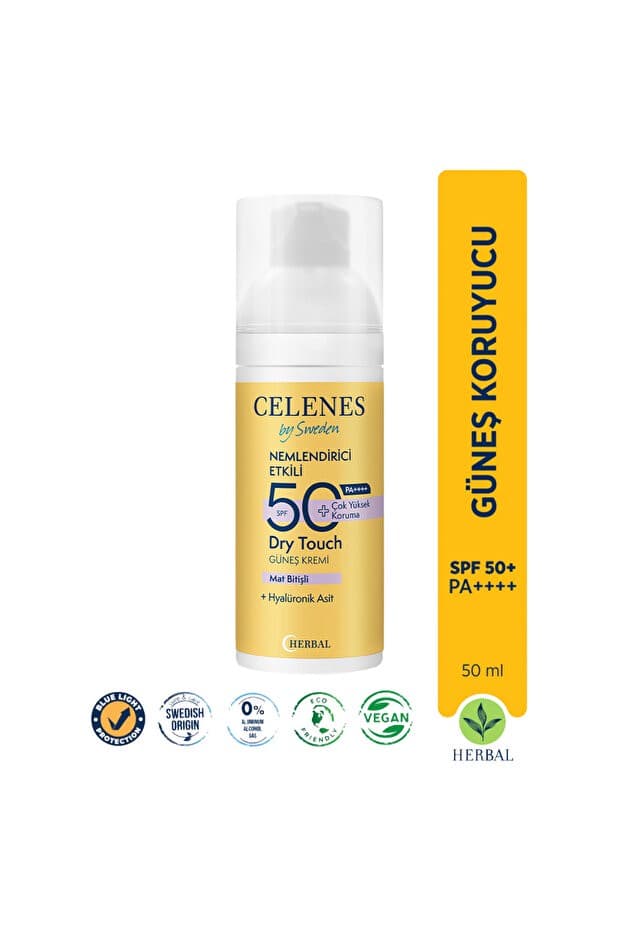 By Sweden Herbal Dry Touch Mat Bitişli Güneş Kremi, Yüz ve Dekolte Bölgesi 50 spf , 50 ml